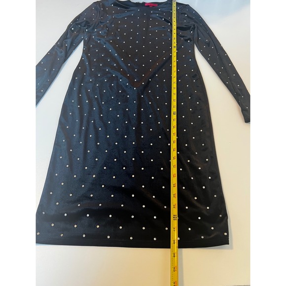 Jennifer Lopez Black Velvet Rhinestone Dress Long Sleeve‎ Cocktail Party M - Picture 6 of 10